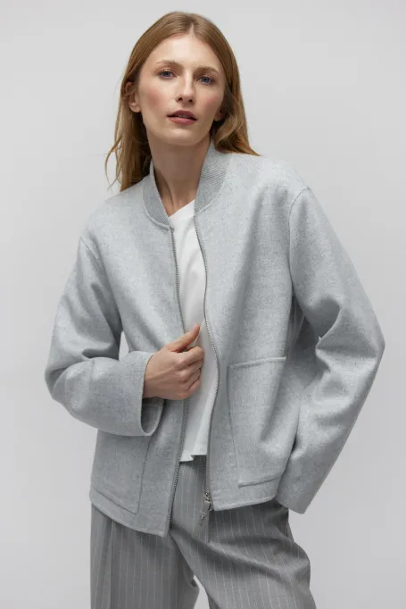 Šedá bunda se silk doubleface