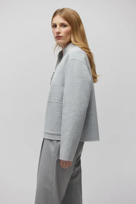 Šedá bunda se silk doubleface