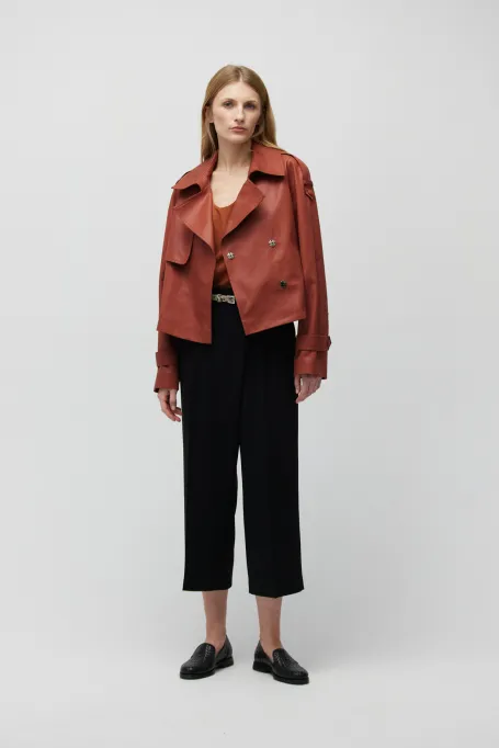 Krátká bavlněná bunda s epolety