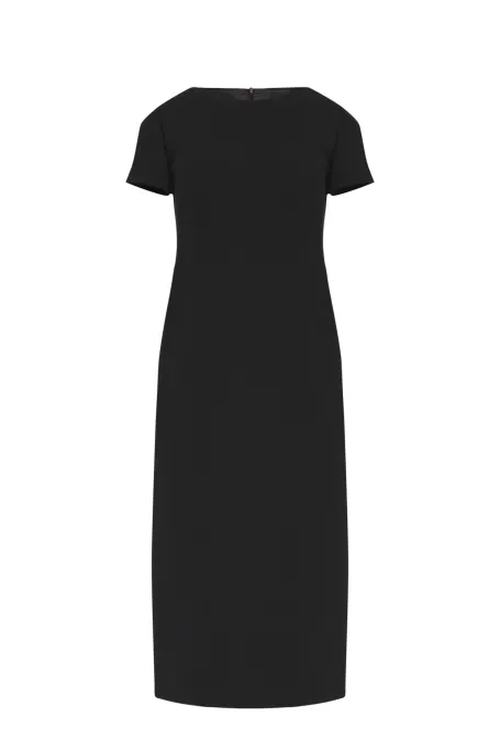 Černé midi šaty s krátkým rukávem
