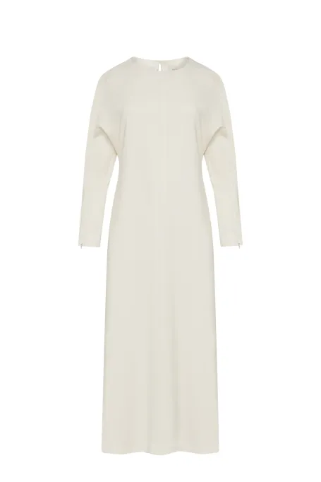 Bílá midi šaty s rozparkem