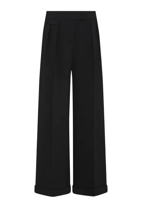 Černé široké kalhoty s manžetami
