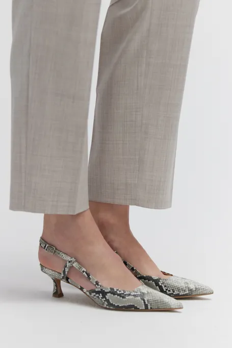 Kožené slingback boty na středním podpatku