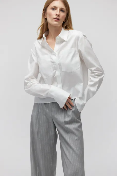 Bílá bavlněná košilová blůza