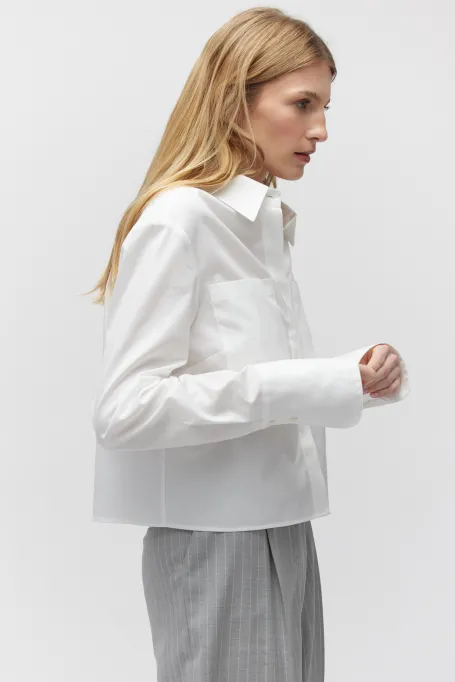 Bílá bavlněná košilová blůza