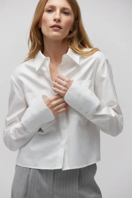 Bílá bavlněná košilová blůza