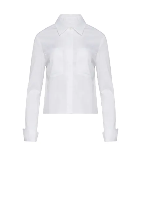 Bílá bavlněná košilová blůza