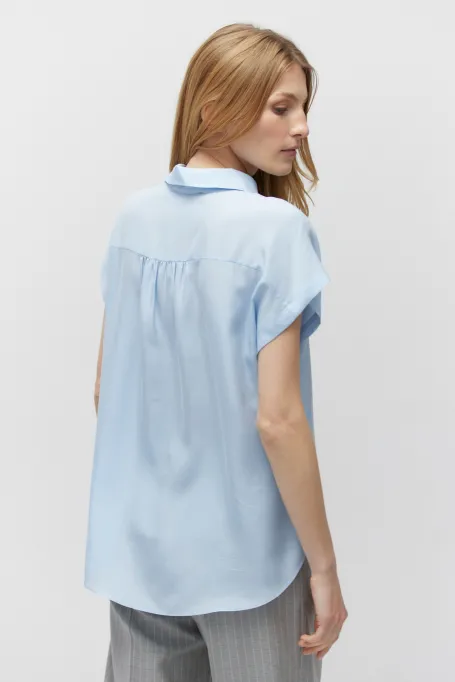 Modrá hedvábná blůzka