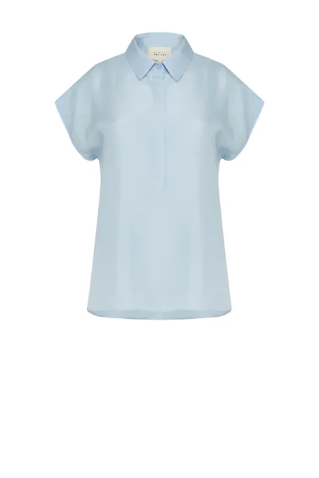 Modrá hedvábná blůzka