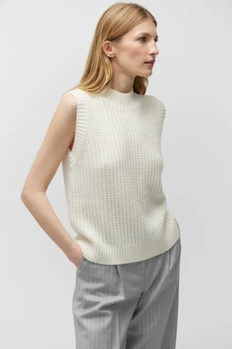 Hedvábná bezrukávová blůzka z merino vlny