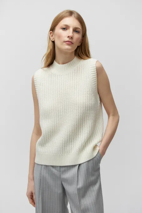 Hedvábná bezrukávová blůzka z merino vlny