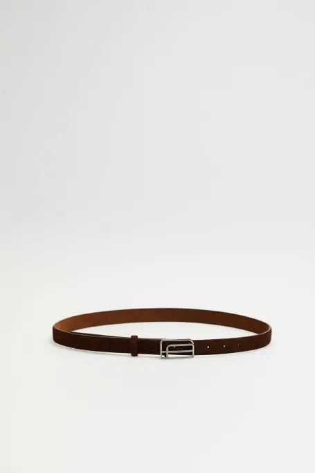 Hnědý pásek z nubukové kůže