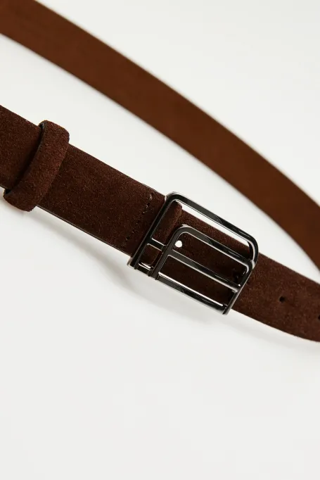 Hnědý pásek z nubukové kůže