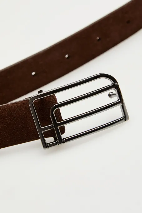 Hnědý pásek z nubukové kůže