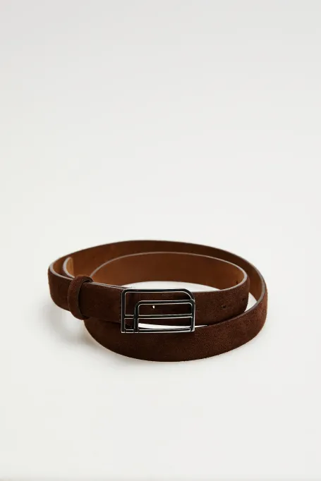 Hnědý pásek z nubukové kůže