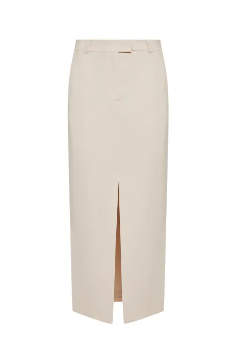 Vlněná sukně v barvě nude