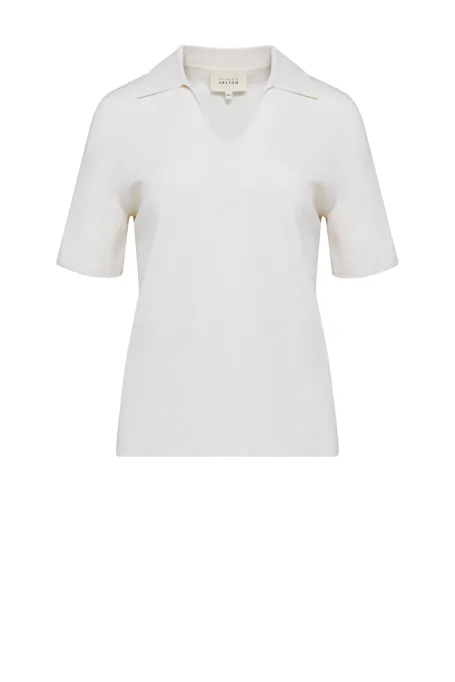 Bílá polo blůza z merinovlny