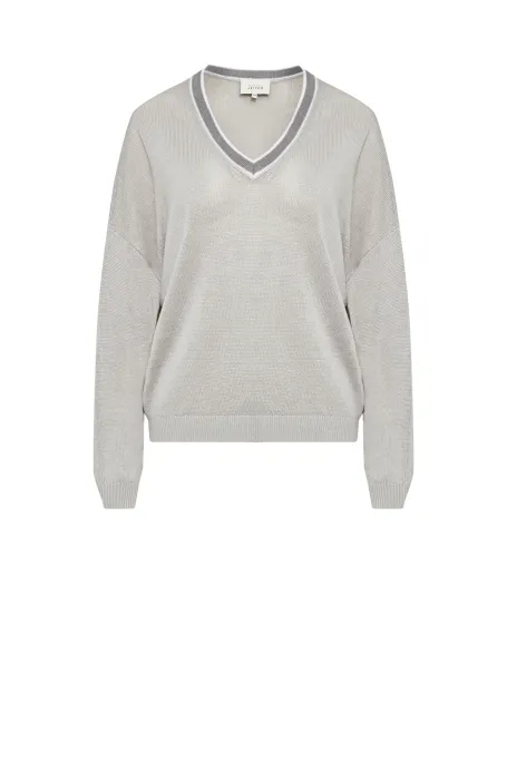 Lněná blůza s výstřihem do V