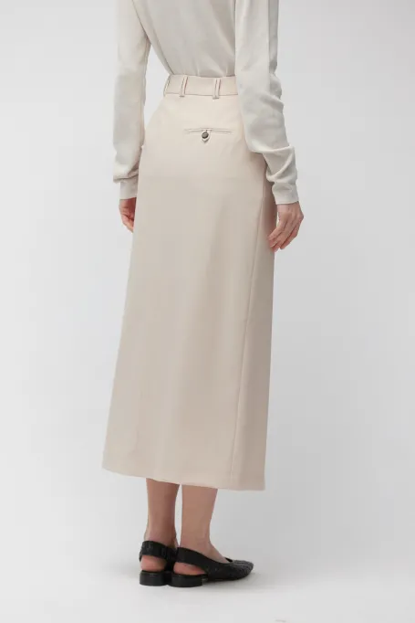 Vlněná sukně v barvě nude