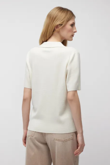Bílá polo blůza z merinovlny