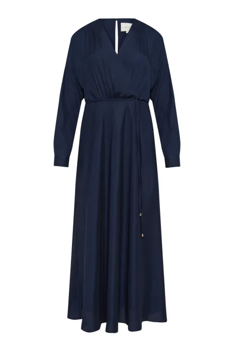 Tmavě modrá hedvábná šaty