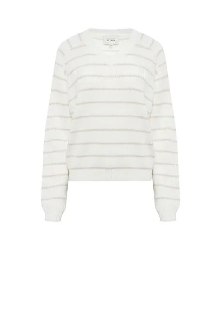 Svetr s pruhy a hedvábím