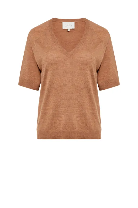 Blůza s výstřihem do V z merino vlny