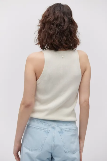 Krémová halter blůzka s hedvábím