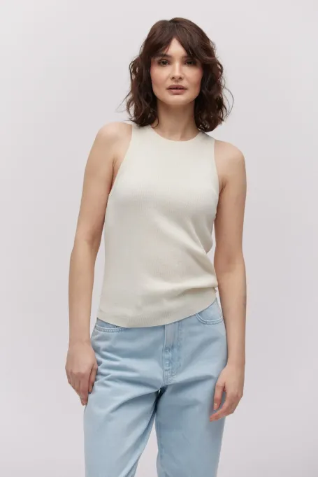 Krémová halter blůzka s hedvábím