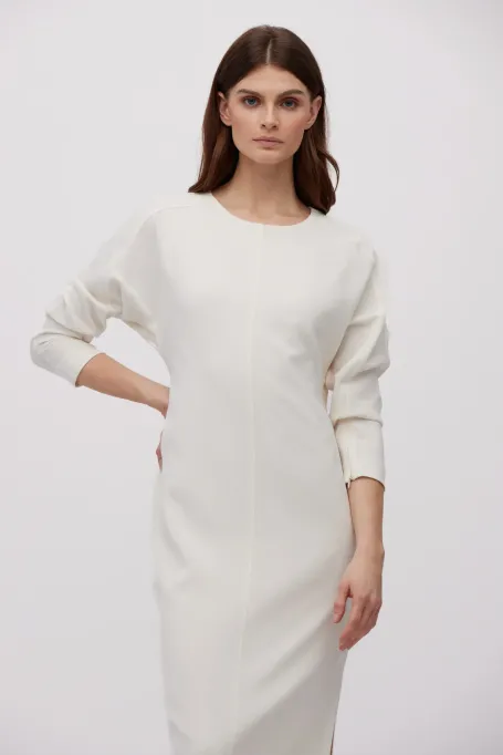 Bílá midi šaty s rozparkem