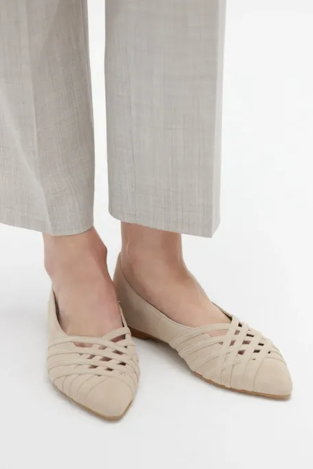 Bežové balleríny z nubuku