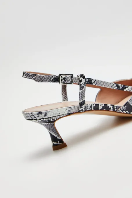 Kožené slingback boty na středním podpatku