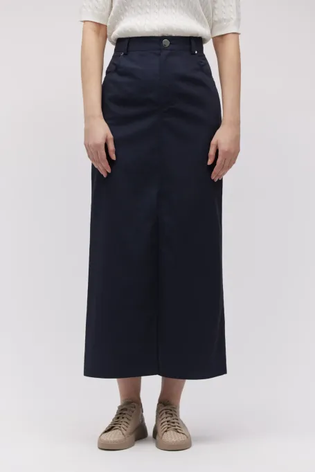 Tmavě modrá sukně s vlnou