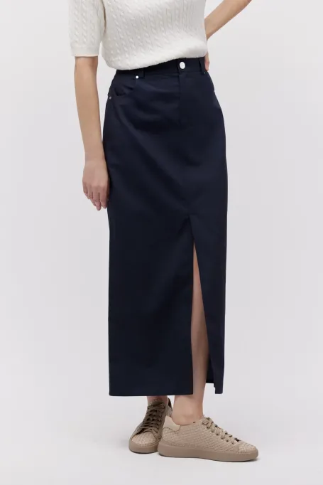 Tmavě modrá sukně s vlnou