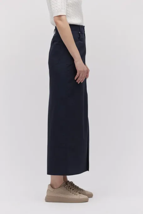 Tmavě modrá sukně s vlnou