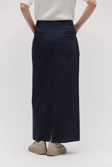 Tmavě modrá sukně s vlnou