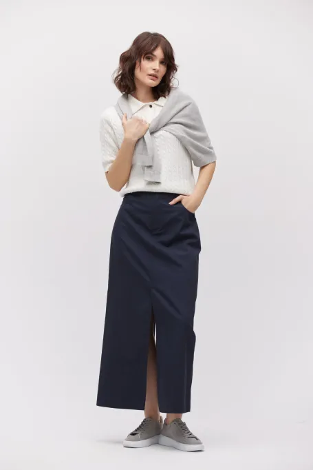 Tmavě modrá sukně s vlnou