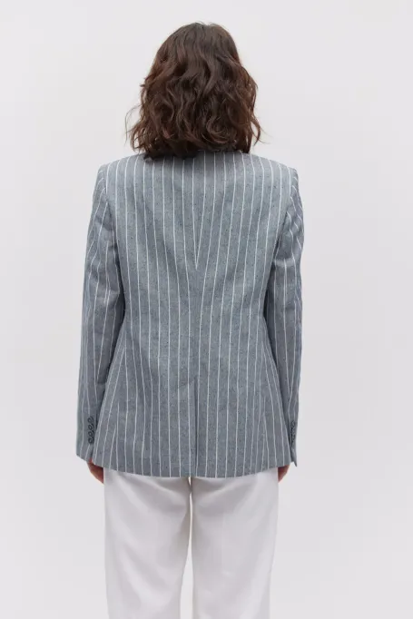 Sako s pruhy a lenem