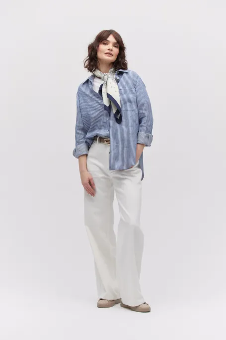 Bílé džíny s širokou nohavicí