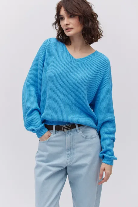 Svetr s hedvábím a výstřihem do V