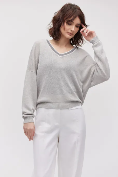 Lněná blůza s výstřihem do V