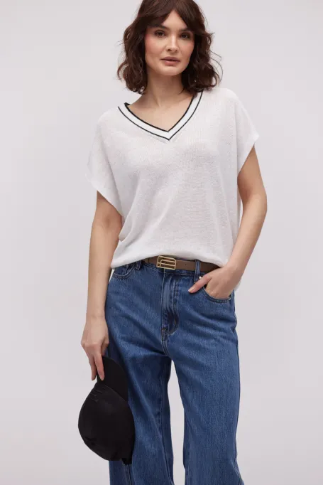 Bílá lněná blůza