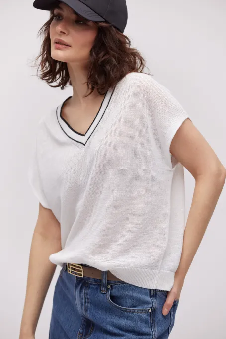 Bílá lněná blůza