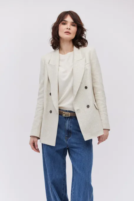 Béžový lněný sako