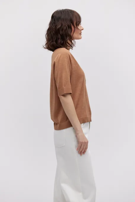 Blůza s výstřihem do V z merino vlny