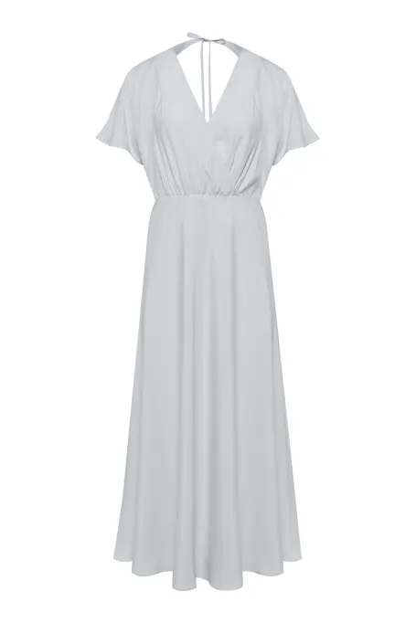 Šedé midi šaty z hedvábí