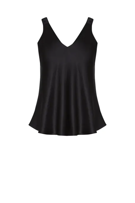 Černá halenka na ramínkách z hedvábí