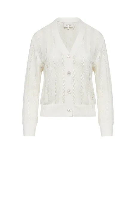 Bílý rozepínací kardigan z lnu