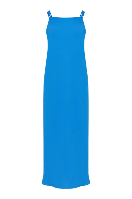 Modrá lněná šaty