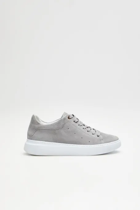 Šedé sneakersy z nubukové kůže